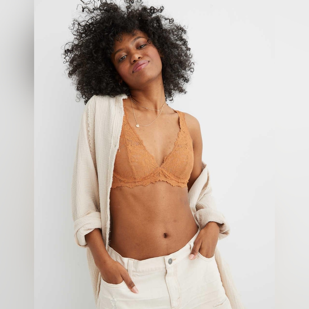 New Aerie Real Power Wireless Push Up Sunflower Lace Bra